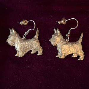 Scottie/Westie/terrier brass earrings.